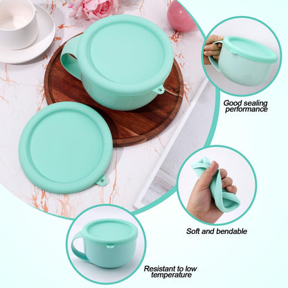 2Pcs Silicone Lids for Dash My Mug, 5.9In Bpa-Free Silicone Bowl Covers | Storage Cookware Lids Replacement for Dash Ice Cream Maker Mug (Light Green)3