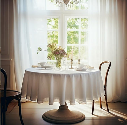 100% Pure Linen round Tablecloths 70Inch round Machine Washable Tablecloth for Thanksgiving,Decorative Halloween,Buffet Parties,Picnic,Events,Weddings and Restaurants-White9