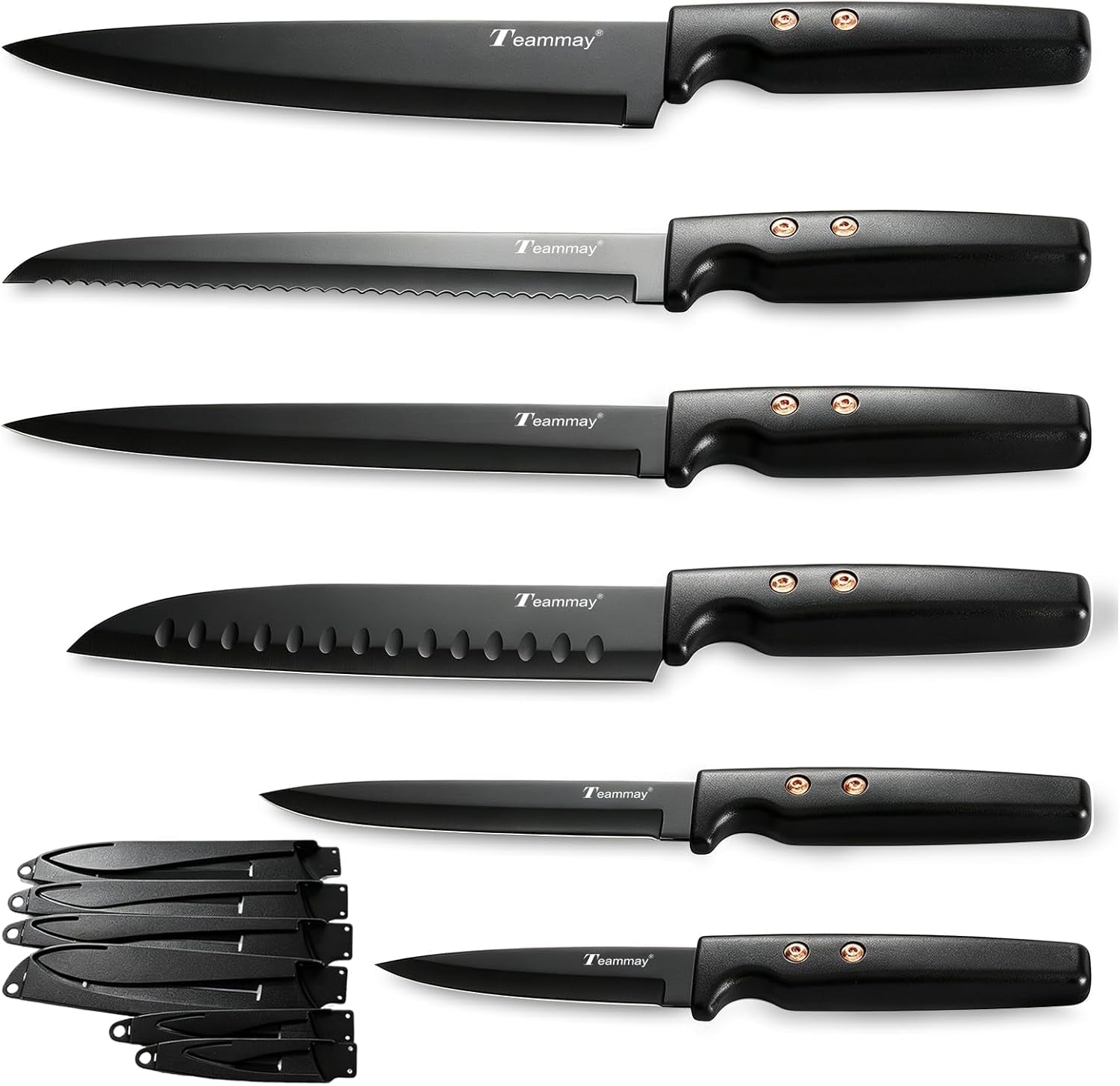 12-piece-kitchen-knife-set-stainless-steel-knives-with-non-stick-coating-dishwasher-safe-black-knife-set-with-rose-gold-rivets-6-blade-guards-perfect-for-home-chefs-cooking-enthusiasts