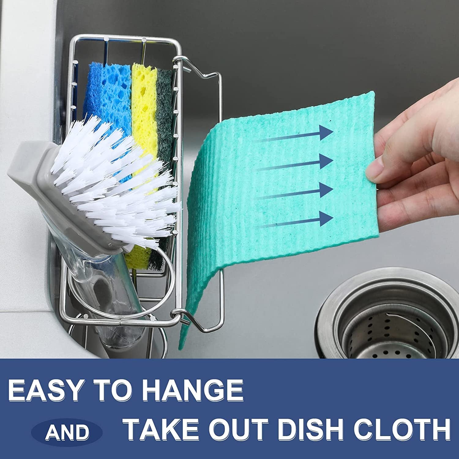 3-in-1-sponge-holder-for-kitchen-sink-with-suction-cups-adhesive-hook-in-sink-sponge-holder-wall-hanging-sink-caddy-organizer-rack-sponge-dish-cloth-brush-scrubber-304-stainless-steel