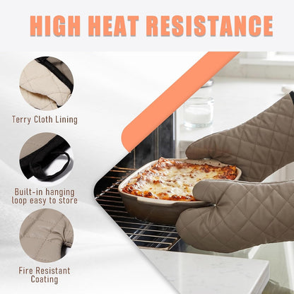 Grey 13" Quilted Oven Mitts 1 Pair Flame Heat Resistant | Quilted Lining, 1 Pair, Heat Resistant, Classic, Cotton Blend, Cooking, Baking, Grilling, Non-Slip Grip4
