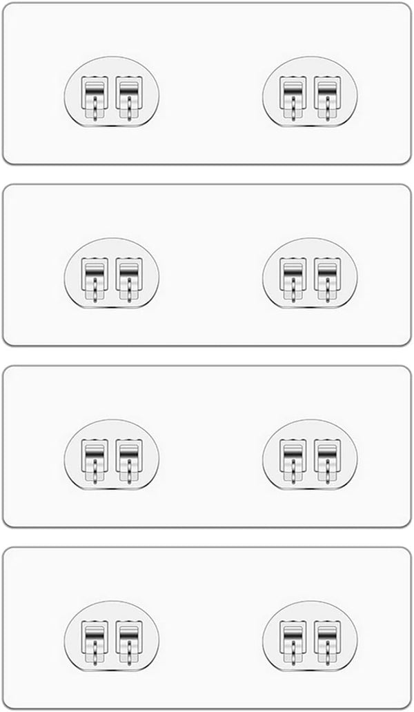 4-Pack Shower Caddy Adhesive Replacement, Strong Transparent Adhesive Hooks,Waterproof Shower Strips,No Drilling,For Soap Holder, Bathroom Storage Shelves and Kitchen Racks1