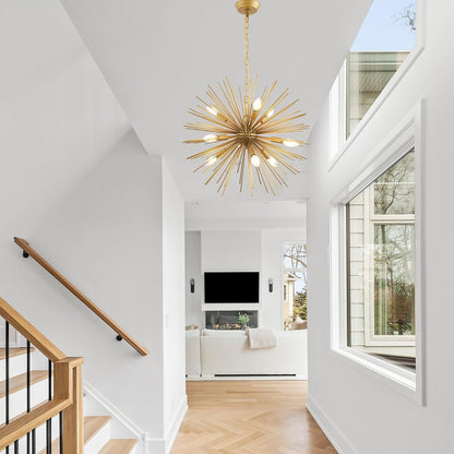 23.8In 9-Light Gold Sputnik Chandelier Mid-Century Solid Metal7