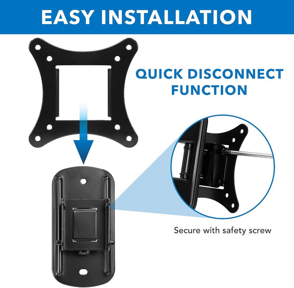 Small TV Wall Mount for 19–32 Inch Flat Screen Tvs | Tilt and Swivel TV Wall Mount | Low Profile 2.4” Design | VESA 75X75 100X100 | Single Stud Installation | 44 Lb Capacity3