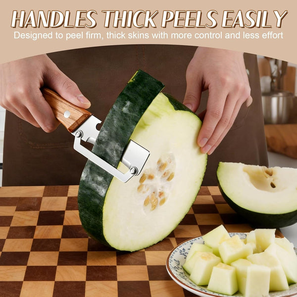 2026 Upgrade Vegetable Peeler with Wooden Handle, Stainless Steel Wide Blade Potato and Carrot Peeler, 2-In-1 Veggie Peeler with Bottle Opener for Kitchen, Camping and Travel (1PCS)3