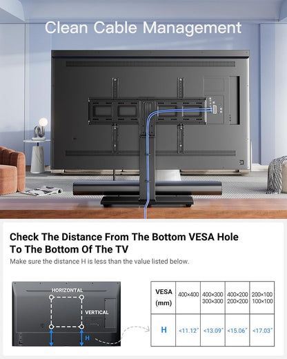 Universal TV Stand Legs for 37-78 Inch Tvs to 99Lbs with Mount | -/+30° Swivel, 9 Height Adjustable, Tempered Glass Base, Max VESA 600X400Mm, Livingroom & Bedroom, PSTVS136
