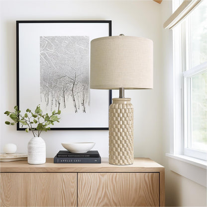 24" Modern Ceramic Bedside Lamp Set of 2 for Bedroom Decor Farmhouse Table Lamp for Living Room Office Dorm Cream7