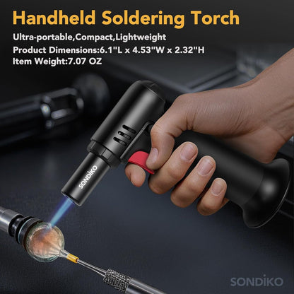 Butane Torch Lighter with Visible Fuel Window, Refillable Soldering Torch with Adjustable Flame for Welding, Resin Art, Industrial (Butane Gas Not Included)5