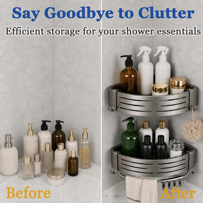 Corner Shower Caddy, Rustproof Aluminum with No-Drill Adhesive Wall Mount7