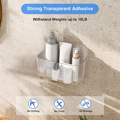 2Pc Plastic Wall Mount Organizer, Adhesive Organizer, Wall Shelves5