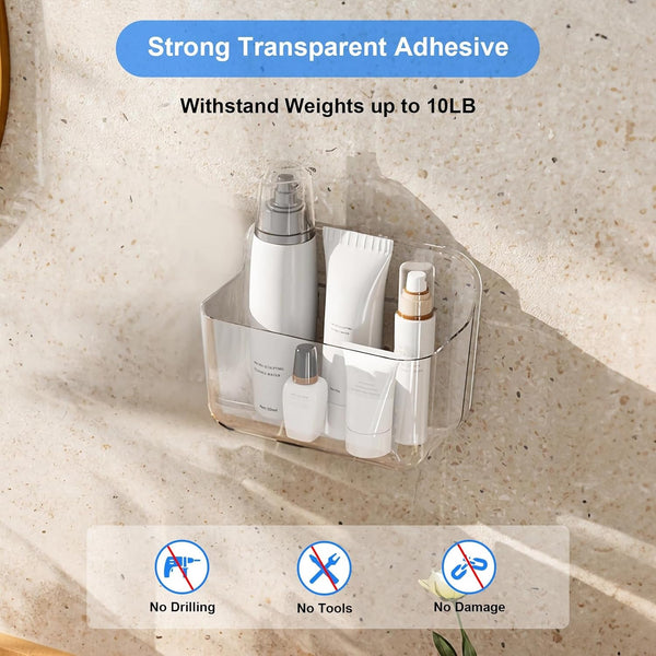 2Pc Plastic Wall Mount Organizer, Adhesive Organizer, Wall Shelves5