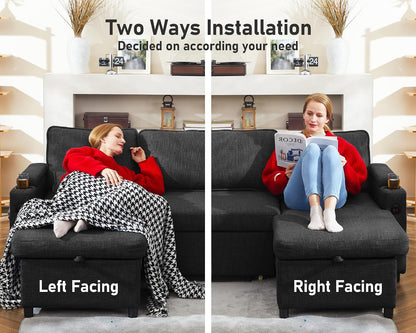 Sofa Bed Pull Out 2 in 1 Sectional Sleeper Sofa L Shaped Couch with Storage6