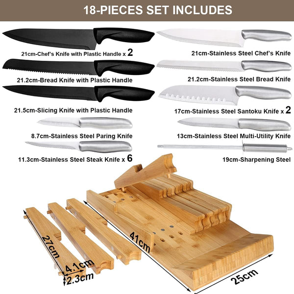 Bamboo In-Drawer Knife Block Set for 16 Knives(Not Included)7