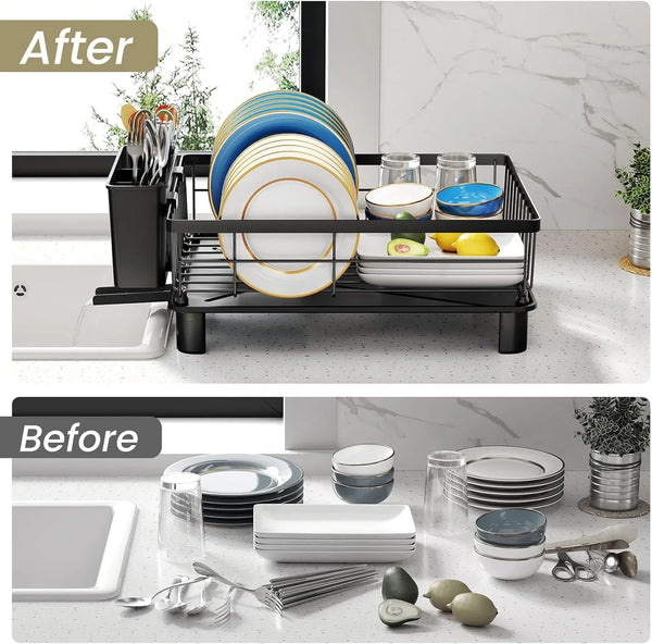 Dish Drying Rack for Small Kitchen Counter, 11" W X 15" L, Black5