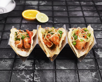 Taco Holders 4 Packs - Stainless Steel Taco Stand Rack Tray Style, Oven Safe for Baking, Dishwasher and Grill Safe6