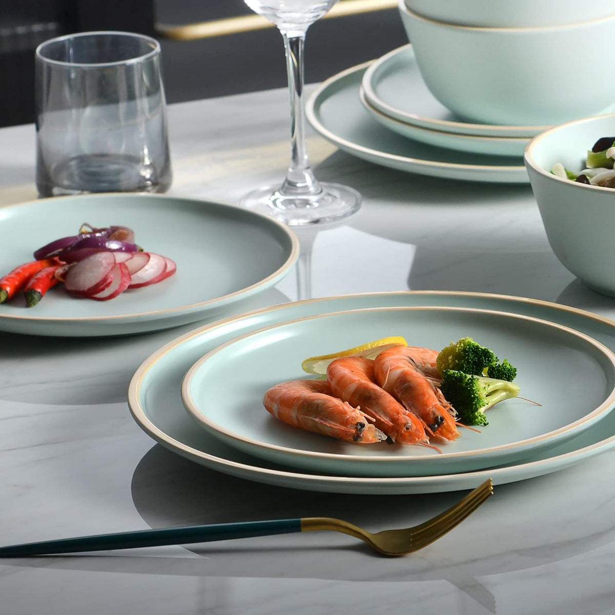 melamine-dinnerware-sets-plates-and-bowls-sets-12-pcs-melamine-plates-dish-set-for-4-unbreakable-dinnerware-set-for-party-bpa-free-suitable-indoors-and-outdoors-mint-green