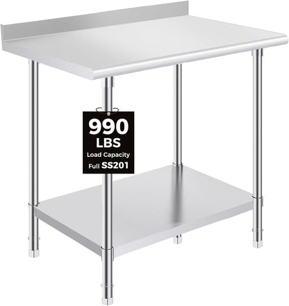 Stainless Steel Prep Table 24 X 36 Inches with Backsplash1