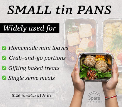 55 Pack - Aluminum Pan/Containers with Lids/Foil Containers/Aluminum Pans with Lids/Take Out Containers/Disposable Pans/Aluminum Foil Food Containers/Freezer Meals Containers (1 LB)4