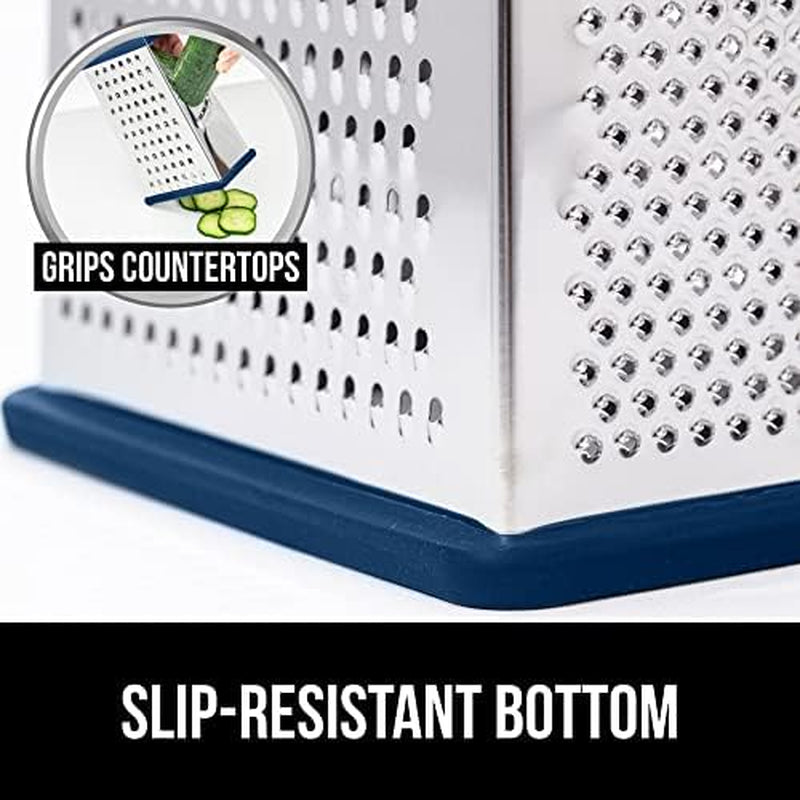 gorilla-grip-box-grater-and-vegetable-peeler-box-grater-has-built-in-container-peeler-is-dishwasher-safe-both-in-blue-color-2-item-bundle