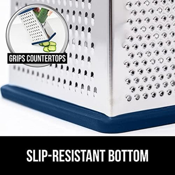 Gorilla Grip Box Grater and Vegetable Peeler, Box Grater Has Built in Container, Peeler Is Dishwasher Safe, Both in Blue Color, 2 Item Bundle5
