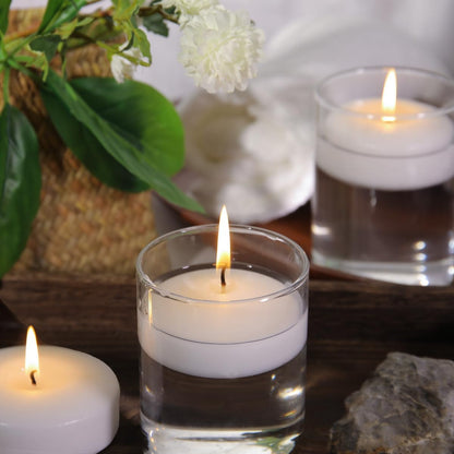 48 Pack 3 Inch Floating Candles, 8 Hour Burn White Real Wax6
