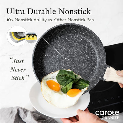 21Pcs Nonstick Pots and Pans Set, Cookware Sets, with Egg Pan | Induction Kitchen Cooking Set, Easy Clean, Even Heating, Stay Cool Handle, Induction Compatible4