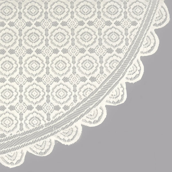 Home Essentials 100% Polyester, Machine Washable, Shabby Chic, Vintage Tablecloth or Overlay 63" Round, Vintage Lace Cream3