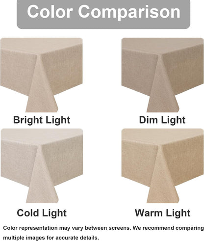 Faux Linen Tablecloth Wrinkle Resistant 54 X 80 Inch - Stone Washable Dust-Proof Rectangle Table Cloth for Kitchen Dining, Outdoor Picnic, Farmhouse Decorative Oblong Table Cover8