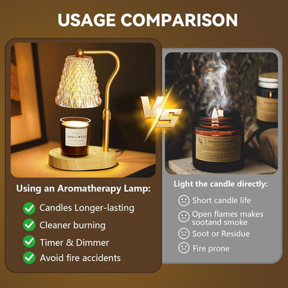 Candle Warmer Lamp with Timer Dimmer, Birthday Gifts for Women Mom, Height Adjustable Wax Melt Warmer for Jar Candles with 2 Bulbs, House Warming Gifts New Home Decor3