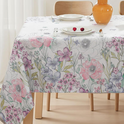 Pastoral Wildflowers Tablecloth Rectangle, Colorful, 52 X 70 Inch1