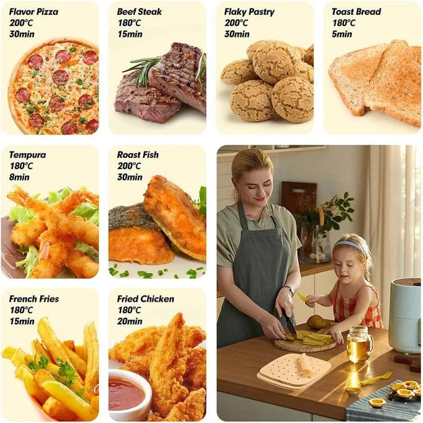 200PCS Parchment Paper, 9 Inch Square Air Fryer Liner, Filter Paper, (100 Perforated & 100 Imperforate), Non-Stick Baking Paper for Steamers, Cake Pan4