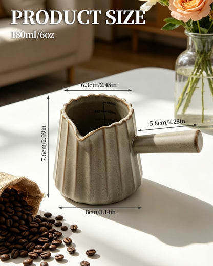 Ceramic Espresso Cups, Espresso Shot Cups with Spout & Handle, 6Oz/200Ml Espresso Measuring Cup, Heat-Resistant Ceramic, Espresso Accessories2