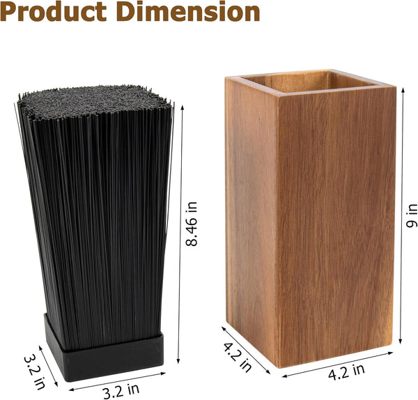 Universal Knife Block without Knives, Acacia Wood Knife Holder Organizer with Removable Insert, Large Knife Storage Block for Kitchen Countertop, Fits Chef Santoku Bread Steak Knives6