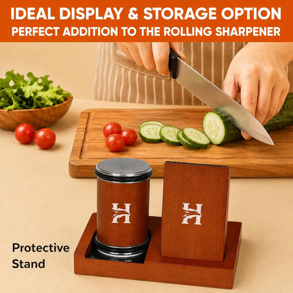 Rolling Knife Sharpener Kit with Leather Strop, Magnetic Knife Holder & Protective Stand, 15° & 20° Angle Knife Sharpener with Diamond & Ceramic Discs for Chef, Santoku & Paring Knives9
