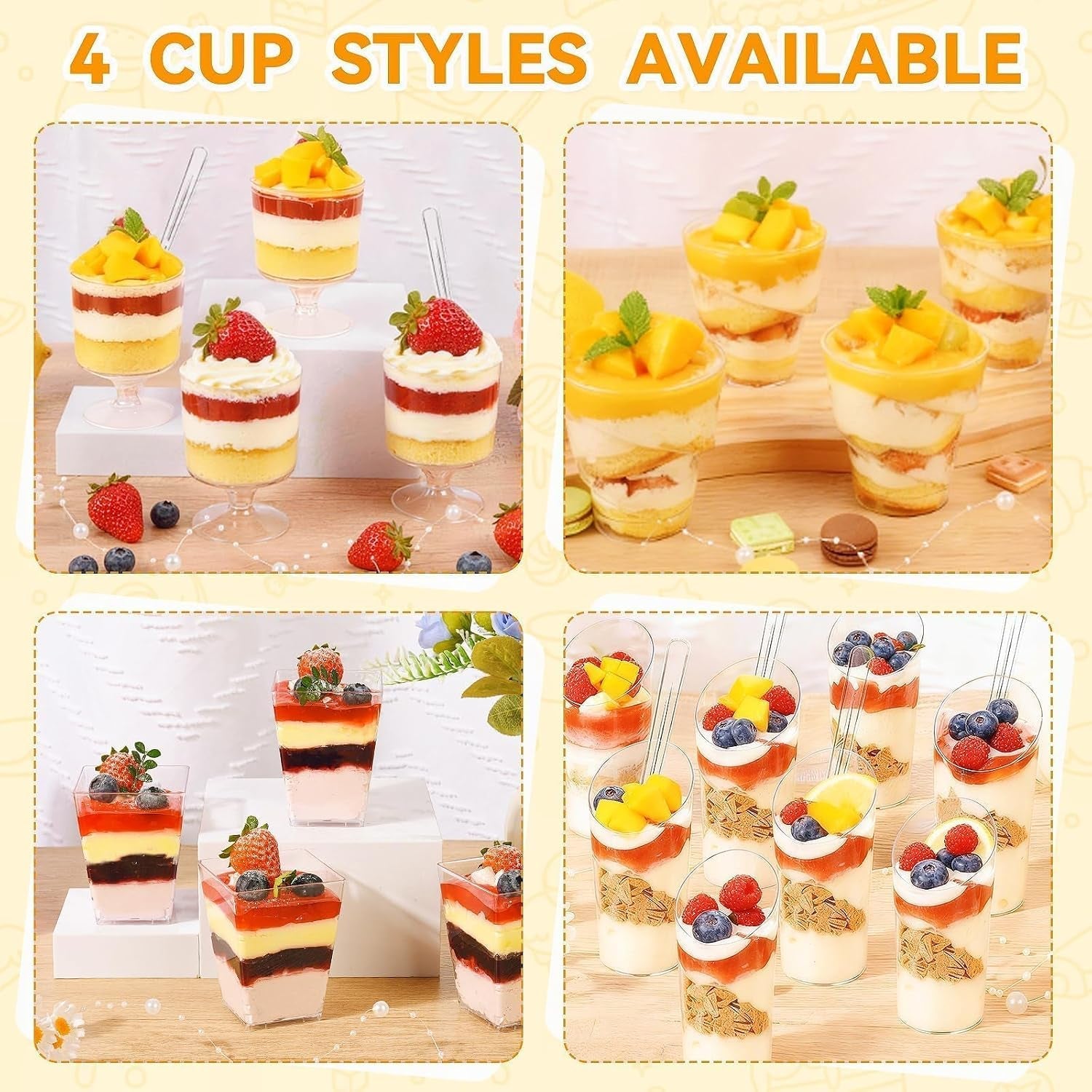 400-pack-5-oz-dessert-cups-with-lids-and-spoons-clear-plastic-parfait-yogurt-cups-mini-shooter-cups-for-parties-ice-cream-pudding-fruit-square-appetizer-containers