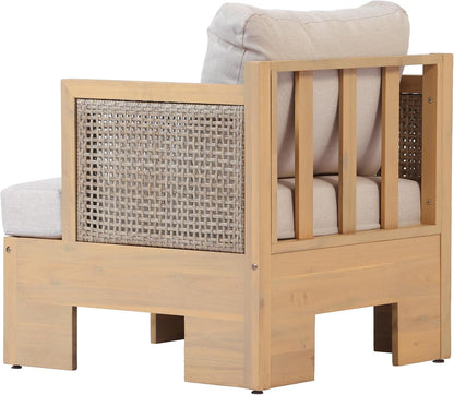 Mason 4 Piece Patio Furniture Set with 3-Seater Sofa, Club Chairs and Coffee Table, 5 Seater Outdoor Acacia Wood Conversation Set, Patio Sofa Set, Light Teak+Light Brown+Beige21