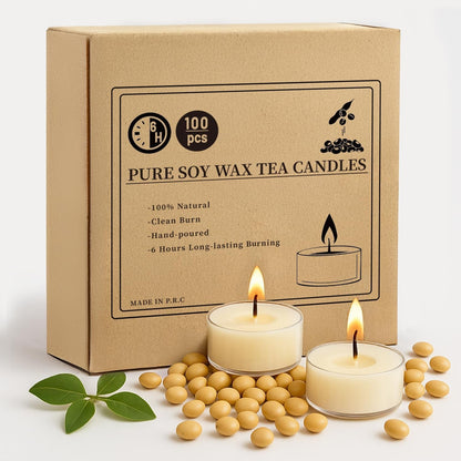 Tea Lights Candles Unscented 6 Hour, Soy Tealights Candles 100 Pack1