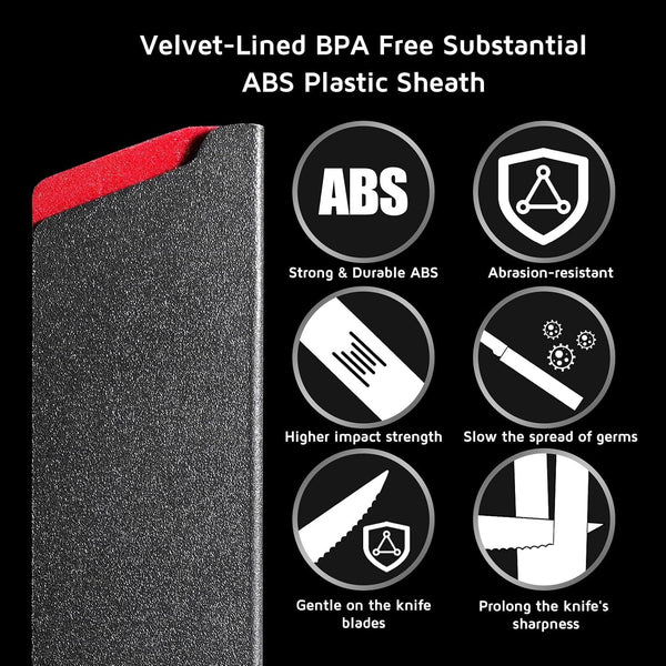 Knife Edge Guards 8 Inch, Universal Blade Covers, BPA Free ABS Protective Blade Sheaths, Non-Scratch Felt Lining Kitchen Knives Covers (Knives Not Included)6