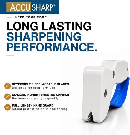 Knife Sharpener, Ergonomic Comfortable Handle, Compact & Easy to Use, Restore and Hone Straight & Serrated Knives, White4