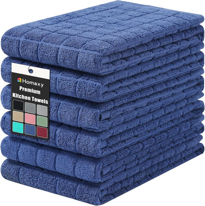 Premium Ring Spun Cotton 390 GSM Kitchen Towels, 6 Pack, Navy Blue1