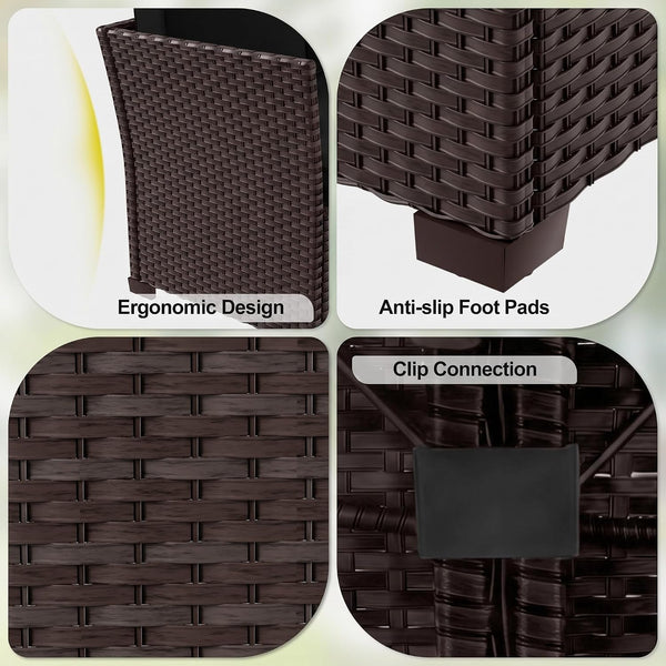 7 Pieces Patio Furniture Set, Outdoor Patio Furniture, Wicker Conversation Set with Dining Table, Chairs and Ottoman7