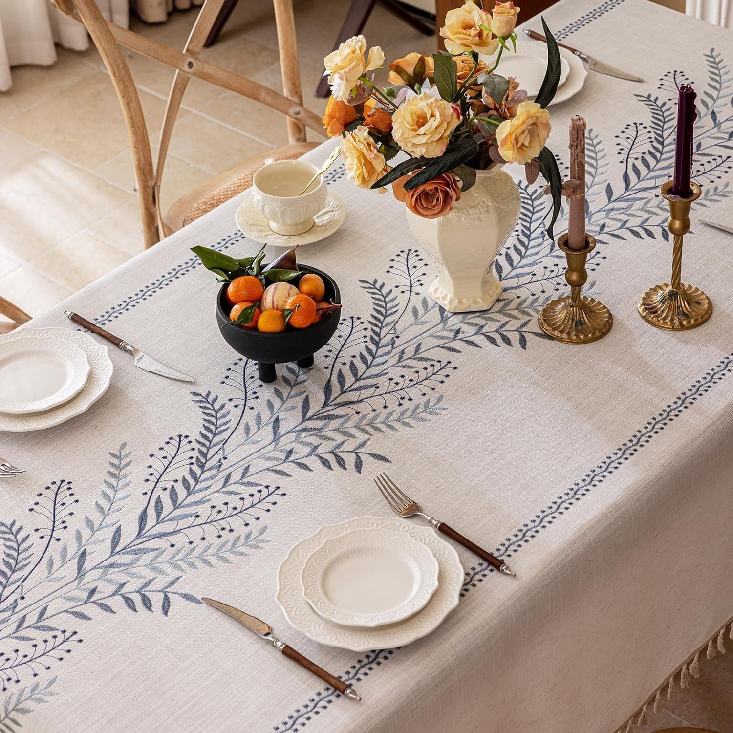 rustic-waterproof-linen-tablecloth-heavy-weight-fern-embroidery-table-cloths-for-square-tables-farmhouse-spill-proof-table-covers-with-tassels-blue-55x-55