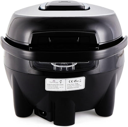 Sakura Rice Cooker with Ceramic Bowl and Advanced Fuzzy Logic (8 Cup, 1.5 Litre) 6 Rice Cook Functions, 6 Multicook Functions, Motouch LED Display, 120V Power (Black and Silver)3