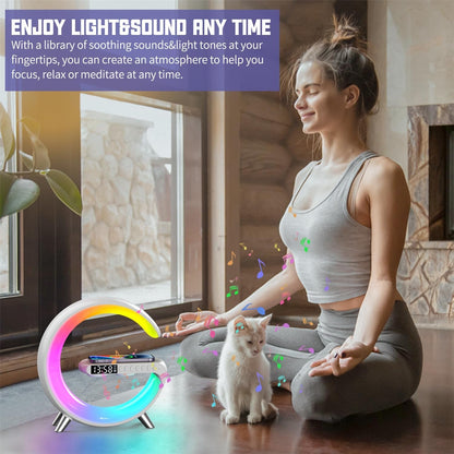 4 in 1 Smart LED Table Lamp, Alarm Clock, Wireless Charger, Night Light, Bluetooth Speaker with App Control, Bedside Lamp for Bedroom, Office, Home Decor, Family, Girls Boys Birthday Festival Gifts3