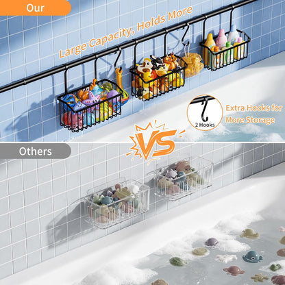 Over-The-Tub Bath Toy Storage, Adjustable Tub Organizer, Black5