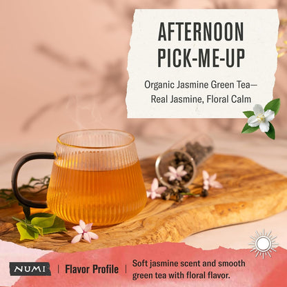 Numi Organic Jasmine Green Tea, 18 Green Tea Bags with Real Jasmine Flowers | Green Tea Leaves Scented with Real Jasmine Flowers2
