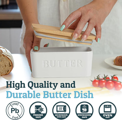 Prioritychef Extra Large Butter Dish with Lid for Countertop, Ceramic Butter Container with Airtight Cover, Butter Keeper for Counter or Fridge, Butter Holder Storage, White3