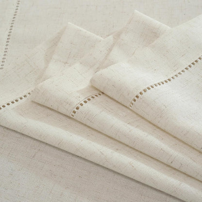 Linen Blend Handmade Hemstitched Tablecloth for Dinner Table, Parties, Wedding Decorations (55" X 86" (Rectangular))3