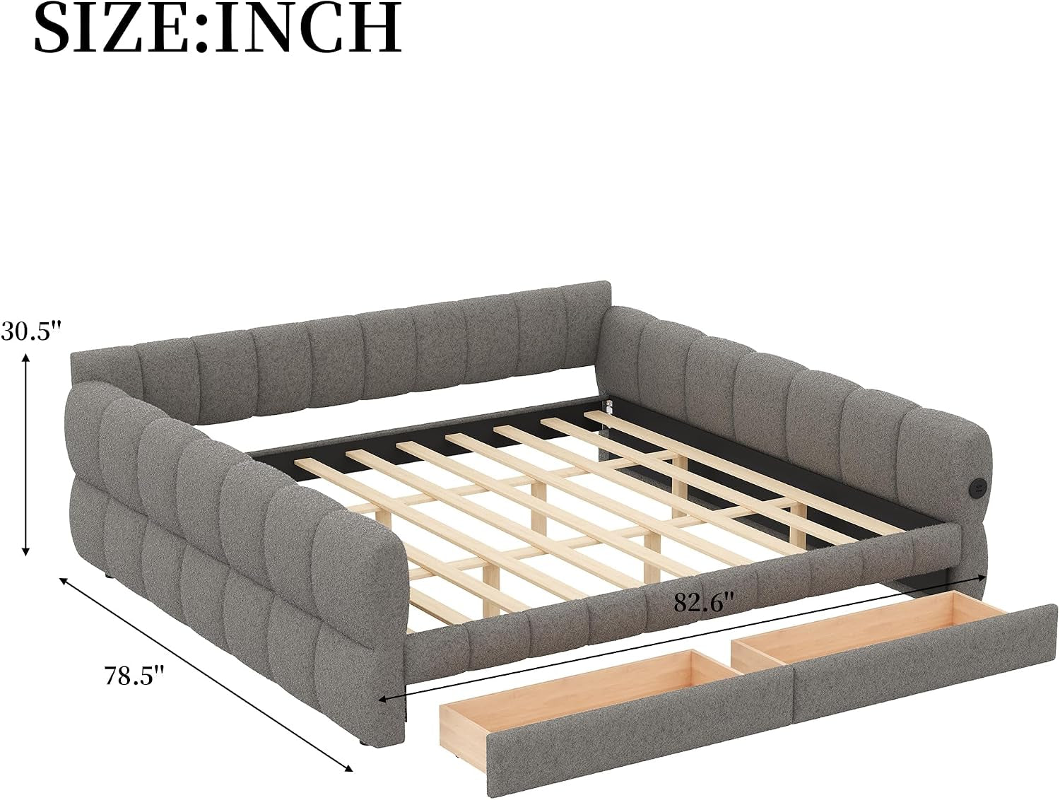 king-daybed-with-usb-king-corner-bed-upholstered-bed-frame-with-2-drawers-for-kids-teens-adults-lambswool-gray