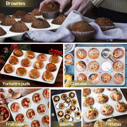 12-Cup Muffin Pan, Stainless Steel Muffin Tin | Metal Cupcake Baking Pan for Oven, Regular Size & Non Toxic, Easy Clean & Dishwasher Safe6